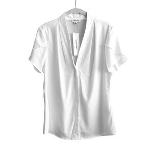 NEW Calvin Klein Short Sleeve Blouse Ivory White Size M